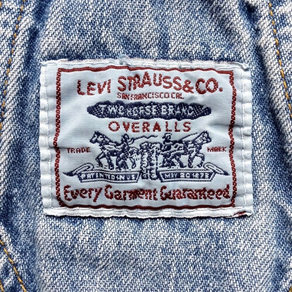 Vintage Levi's Denim Jean Bib Overalls Size MEDIUM Jumpsuit Straight Leg - Picture 7 of 10